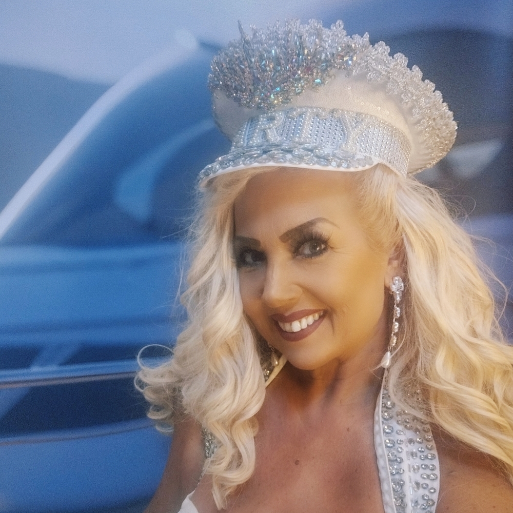 Embellished Yacht Party Hat with Iridescent Gems - Sailor Chic - Picture 6 of 7